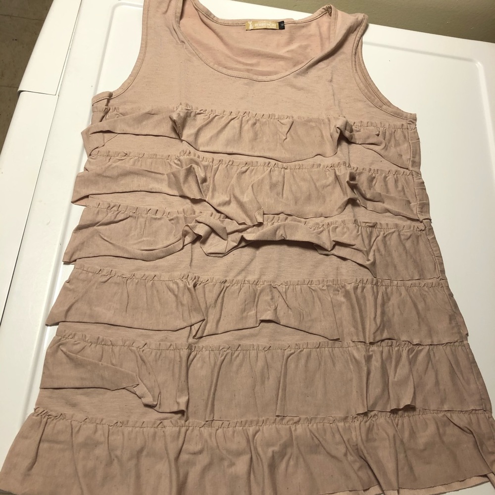 Tan sleeveless w/ruffles